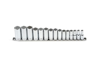 Hylssats 3/8" 12-k, lång, 8-22