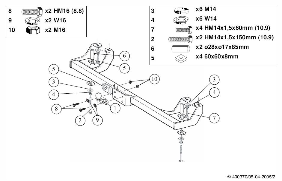 Fast dragkrok 2WD