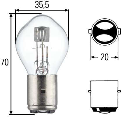 Glödlampa S2 24V 45/40W BA20d