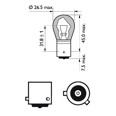 Glödlampa 12V 21W BAU15s gul