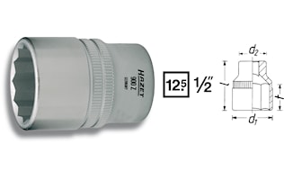 Hylsa 12 kant 33 mm 1/2"