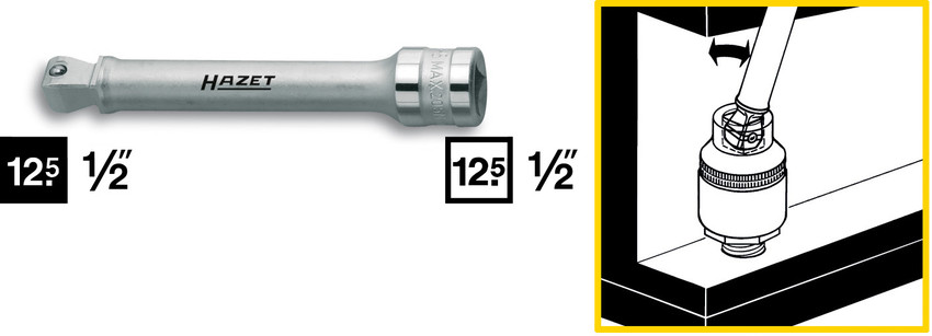 Förlängare med kula 1/2 123mm