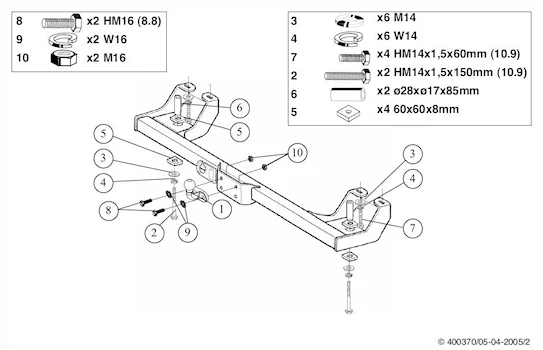 Fast dragkrok 2WD